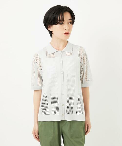 Maison de CINQ / メゾン ドゥ サンク カーディガン・ボレロ | ラメ襟付きシアーメッシュニット羽織 | 詳細6