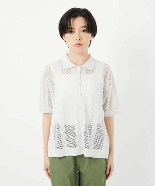 Maison de CINQ / メゾン ドゥ サンク カーディガン・ボレロ | ラメ襟付きシアーメッシュニット羽織 | 詳細7