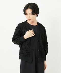 Maison de CINQ / メゾン ドゥ サンク カーディガン・ボレロ | ナイロンチュールテープ刺繍カーディガン