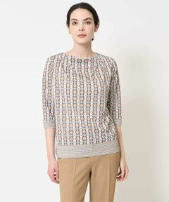 Maison de CINQ / メゾン ドゥ サンク カットソー | [接触冷感･吸汗速乾]ジオメトリックチェーンプリントカットソー