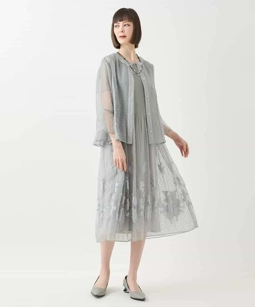 Maison de CINQ / メゾン ドゥ サンク ロング・マキシ丈ワンピース | 【小さいサイズ】ドットフラワーシャーリング切り替えワンピース | 詳細13