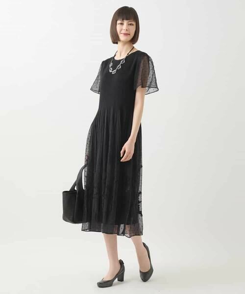 Maison de CINQ / メゾン ドゥ サンク ロング・マキシ丈ワンピース | 【小さいサイズ】ドットフラワーシャーリング切り替えワンピース | 詳細16