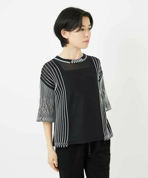 Maison de CINQ / メゾン ドゥ サンク ニット・セーター | 【小さいサイズ/洗える】ペーパーヤーンデザインニットプルオーバー | 詳細2