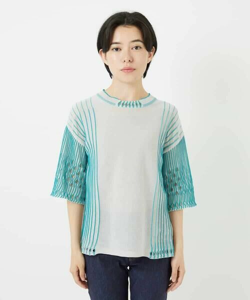 Maison de CINQ / メゾン ドゥ サンク ニット・セーター | 【小さいサイズ/洗える】ペーパーヤーンデザインニットプルオーバー | 詳細4