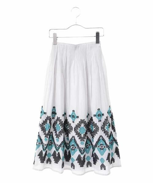 Maison de CINQ / メゾン ドゥ サンク ロング・マキシ丈スカート | 【小さいサイズ】エスニックモチーフシャーリングスカート | 詳細12