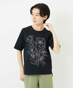 Maison de CINQ / メゾン ドゥ サンク カットソー | 【小さいサイズ】ステッチ刺繍デザインTシャツ