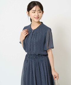 Maison de CINQ / メゾン ドゥ サンク シャツ・ブラウス | 【小さいサイズ】スクエアドット柄フレアスリーブブラウス/洗える/セットアップ対応