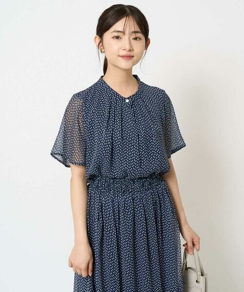 Maison de CINQ / メゾン ドゥ サンク シャツ・ブラウス | 【小さいサイズ】スクエアドット柄フレアスリーブブラウス/洗える/セットアップ対応 | 詳細1