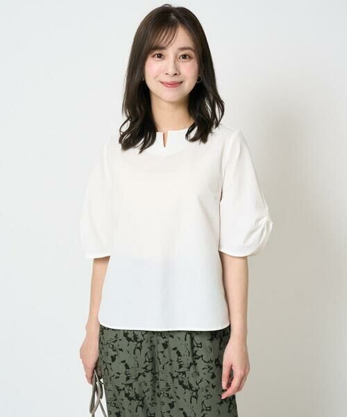 Maison de CINQ / メゾン ドゥ サンク シャツ・ブラウス | 【小さいサイズ】キーネックデザインブラウス/撥水/UVカット/洗える/セットアップ対応 | 詳細2