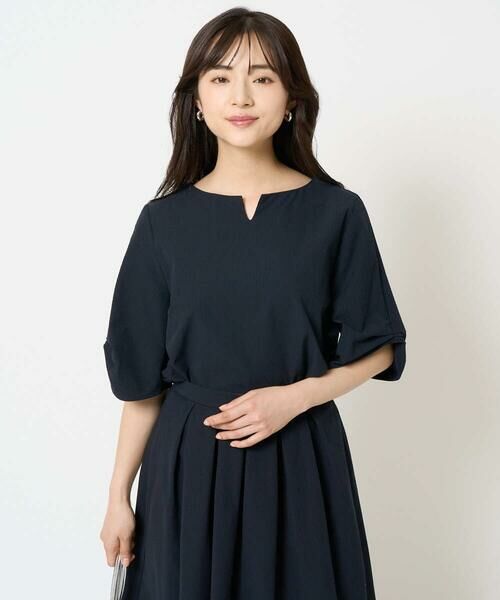 Maison de CINQ / メゾン ドゥ サンク シャツ・ブラウス | 【小さいサイズ】キーネックデザインブラウス/撥水/UVカット/洗える/セットアップ対応 | 詳細3