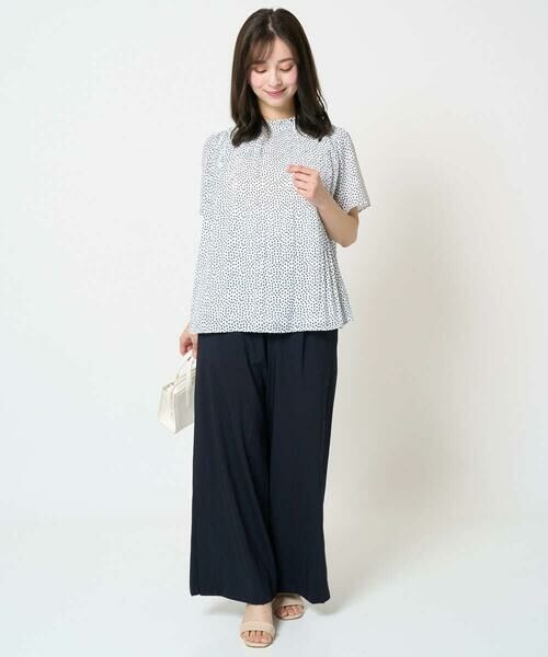 Maison de CINQ / メゾン ドゥ サンク シャツ・ブラウス | 【小さいサイズ】ランダムドット柄プリーツブラウス/洗える | 詳細1