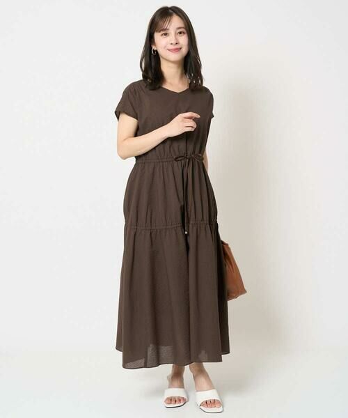 Maison de CINQ / メゾン ドゥ サンク ロング・マキシ丈ワンピース | 【小さいサイズ】Vネックフレンチスリーブワンピース/洗える | 詳細15