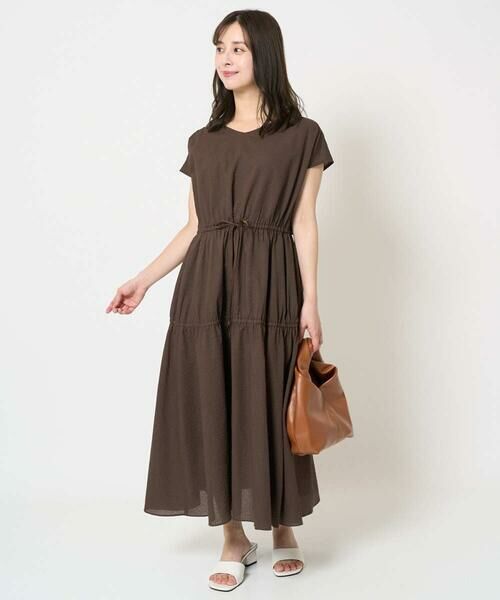 Maison de CINQ / メゾン ドゥ サンク ロング・マキシ丈ワンピース | 【小さいサイズ】Vネックフレンチスリーブワンピース/洗える | 詳細16