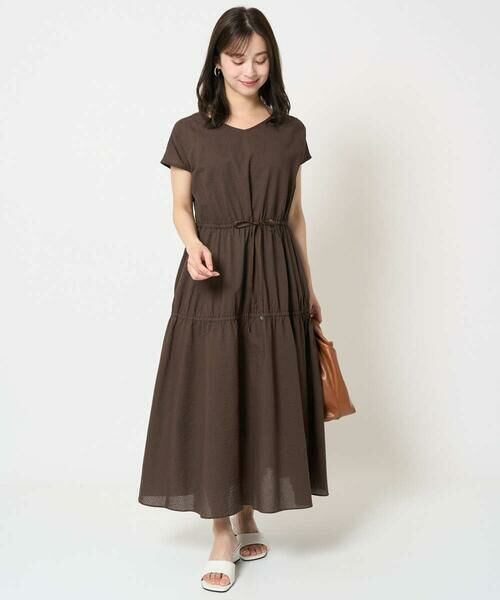 Maison de CINQ / メゾン ドゥ サンク ロング・マキシ丈ワンピース | 【小さいサイズ】Vネックフレンチスリーブワンピース/洗える | 詳細2