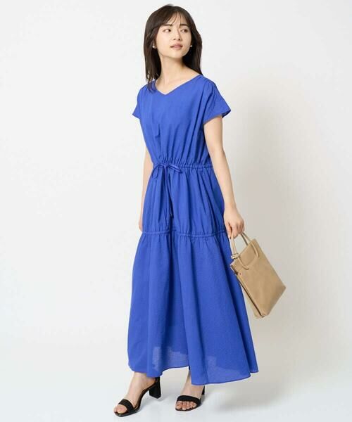 Maison de CINQ / メゾン ドゥ サンク ロング・マキシ丈ワンピース | 【小さいサイズ】Vネックフレンチスリーブワンピース/洗える | 詳細3