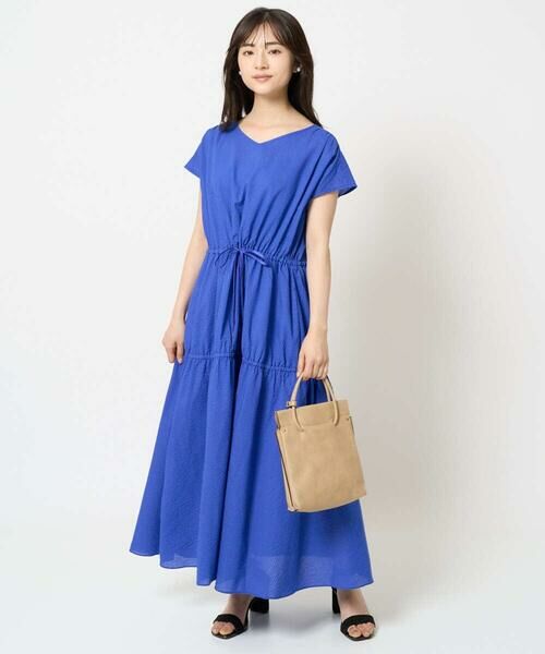 Maison de CINQ / メゾン ドゥ サンク ロング・マキシ丈ワンピース | 【小さいサイズ】Vネックフレンチスリーブワンピース/洗える | 詳細4