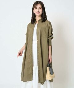 Maison de CINQ / メゾン ドゥ サンク シャツ・ブラウス | 【小さいサイズ】コットンリネンロングシャツワンピース/洗える