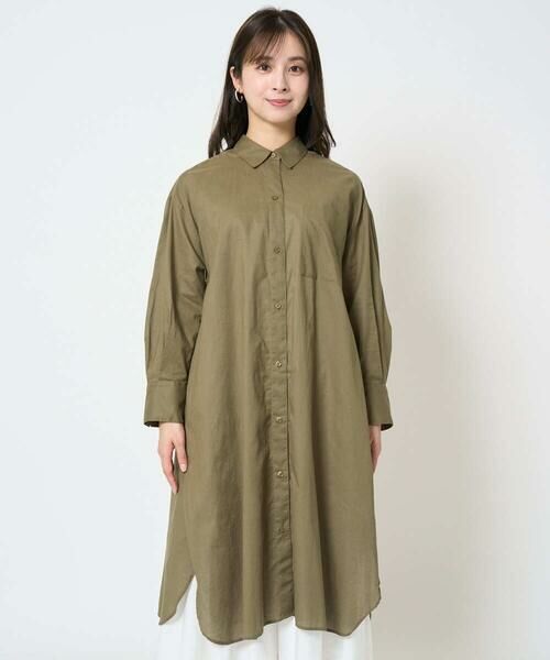 Maison de CINQ / メゾン ドゥ サンク シャツ・ブラウス | 【小さいサイズ】コットンリネンロングシャツワンピース/洗える | 詳細5