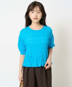 Maison de CINQ / メゾン ドゥ サンク ニット・セーター | 【小さいサイズ】シャーリングボーダー五分袖ニット/洗える