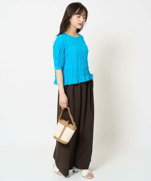 Maison de CINQ / メゾン ドゥ サンク ニット・セーター | 【小さいサイズ】シャーリングボーダー五分袖ニット/洗える | 詳細24