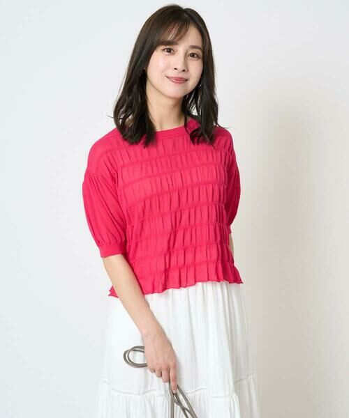 Maison de CINQ / メゾン ドゥ サンク ニット・セーター | 【小さいサイズ】シャーリングボーダー五分袖ニット/洗える | 詳細3