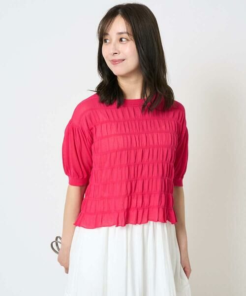 Maison de CINQ / メゾン ドゥ サンク ニット・セーター | 【小さいサイズ】シャーリングボーダー五分袖ニット/洗える | 詳細4