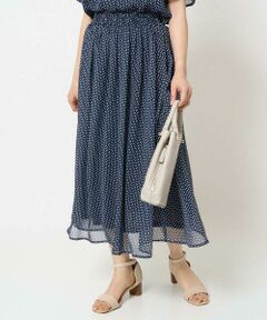 Maison de CINQ / メゾン ドゥ サンク ロング・マキシ丈スカート | 【小さいサイズ】スクエアドット柄シフォンスカート/丈の長さが選べる/洗える/セットアップ対応