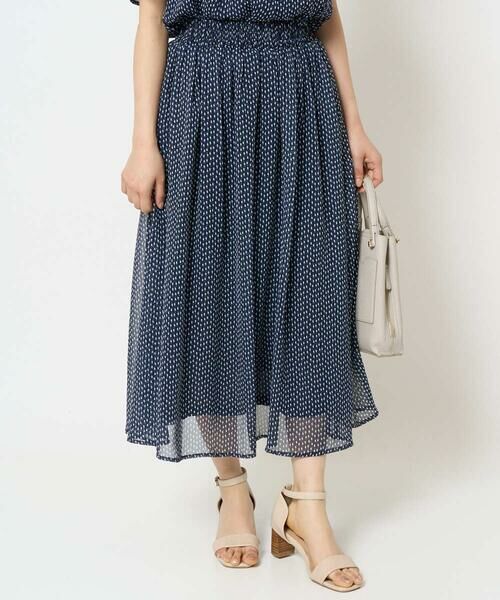 Maison de CINQ / メゾン ドゥ サンク ロング・マキシ丈スカート | 【小さいサイズ】スクエアドット柄シフォンスカート/丈の長さが選べる/洗える/セットアップ対応 | 詳細1
