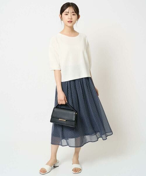 Maison de CINQ / メゾン ドゥ サンク ロング・マキシ丈スカート | 【小さいサイズ】スクエアドット柄シフォンスカート/丈の長さが選べる/洗える/セットアップ対応 | 詳細24