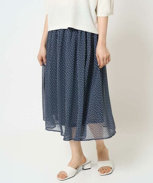 Maison de CINQ / メゾン ドゥ サンク ロング・マキシ丈スカート | 【小さいサイズ】スクエアドット柄シフォンスカート/丈の長さが選べる/洗える/セットアップ対応 | 詳細9