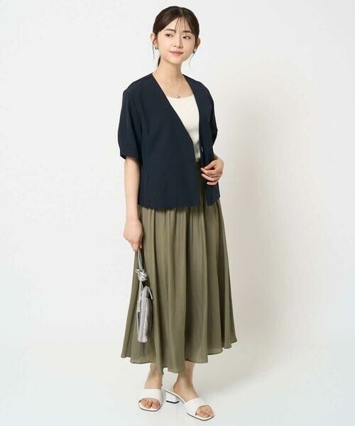 Maison de CINQ / メゾン ドゥ サンク ノーカラージャケット | 【小さいサイズ】ハーフスリーブジャケット/撥水/UVカット/洗える/セットアップ対応 | 詳細26