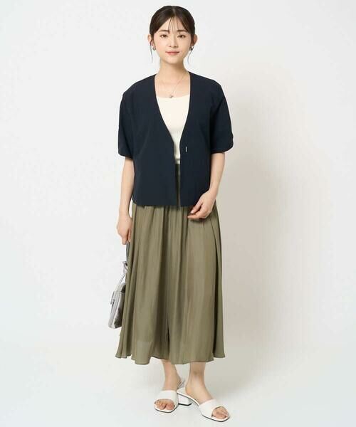 Maison de CINQ / メゾン ドゥ サンク ノーカラージャケット | 【小さいサイズ】ハーフスリーブジャケット/撥水/UVカット/洗える/セットアップ対応 | 詳細27