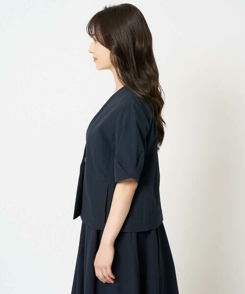 Maison de CINQ / メゾン ドゥ サンク ノーカラージャケット | 【小さいサイズ】ハーフスリーブジャケット/撥水/UVカット/洗える/セットアップ対応 | 詳細5