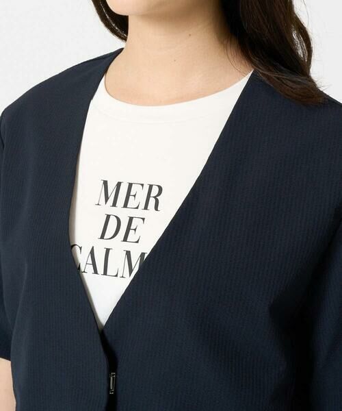 Maison de CINQ / メゾン ドゥ サンク ノーカラージャケット | 【小さいサイズ】ハーフスリーブジャケット/撥水/UVカット/洗える/セットアップ対応 | 詳細7