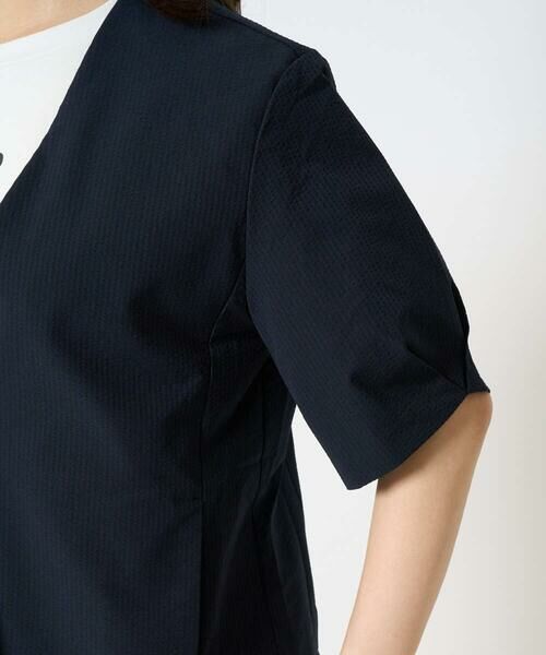 Maison de CINQ / メゾン ドゥ サンク ノーカラージャケット | 【小さいサイズ】ハーフスリーブジャケット/撥水/UVカット/洗える/セットアップ対応 | 詳細8