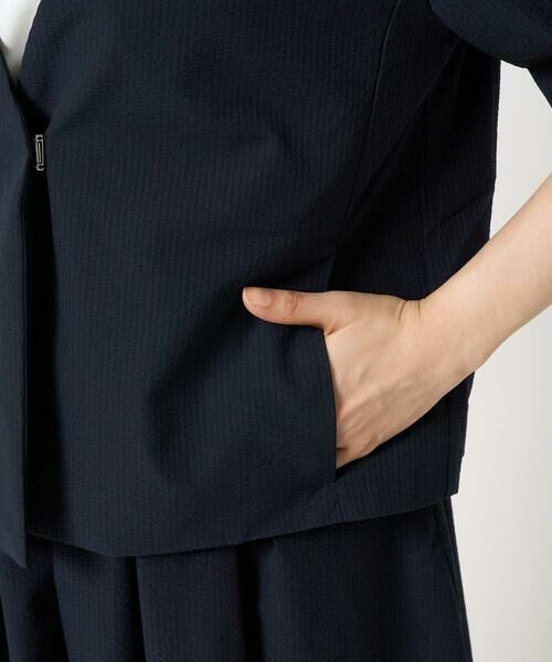 Maison de CINQ / メゾン ドゥ サンク ノーカラージャケット | 【小さいサイズ】ハーフスリーブジャケット/撥水/UVカット/洗える/セットアップ対応 | 詳細9