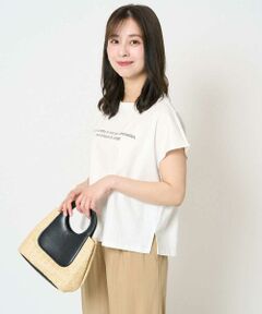 Maison de CINQ / メゾン ドゥ サンク カットソー | 【小さいサイズ】フレンチスリーブロゴTシャツ/接触冷感/洗える
