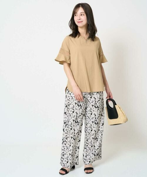 Maison de CINQ / メゾン ドゥ サンク チノ・ワークパンツ | 【小さいサイズ】フラワー柄ワイドパンツ/洗える | 詳細11
