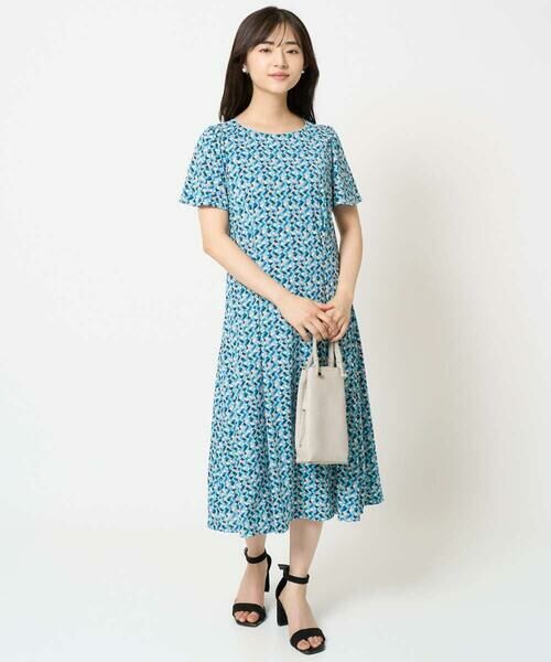 Maison de CINQ / メゾン ドゥ サンク ロング・マキシ丈ワンピース | 【小さいサイズ】ウエストタックジャージーワンピース（幾何柄・無地）/洗える | 詳細1