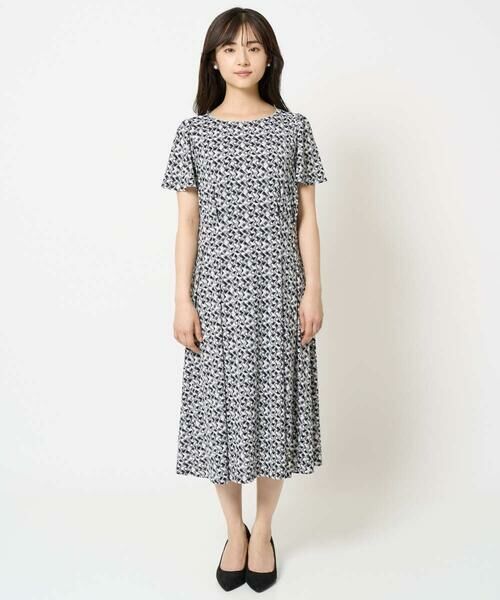 Maison de CINQ / メゾン ドゥ サンク ロング・マキシ丈ワンピース | 【小さいサイズ】ウエストタックジャージーワンピース（幾何柄・無地）/洗える | 詳細4