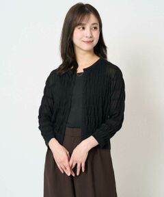 Maison de CINQ / メゾン ドゥ サンク カーディガン・ボレロ | 【小さいサイズ】シャーリングボーダーニットカーディガン/洗える