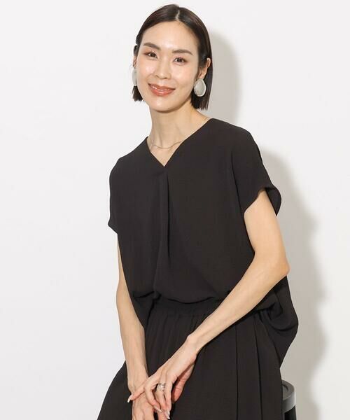 Maison de CINQ / メゾン ドゥ サンク シャツ・ブラウス | 小さいサイズ]楊柳Vネックデザインブラウス(セットアップ対応) | 詳細12
