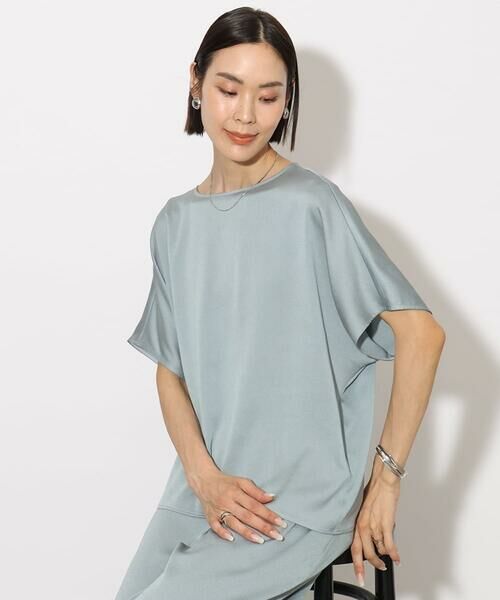 Maison de CINQ / メゾン ドゥ サンク シャツ・ブラウス | [小さいサイズ]サテンオーバーブラウス(セットアップ対応) | 詳細1