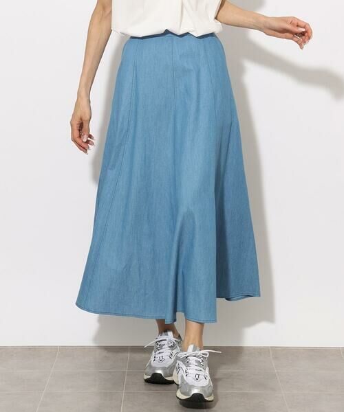 Maison de CINQ / メゾン ドゥ サンク ロング・マキシ丈スカート | [小さいサイズ]ライトオンスデニムスカート(セットアップ対応) | 詳細1
