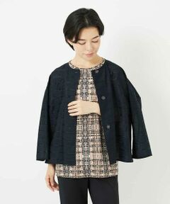 Maison de CINQ / メゾン ドゥ サンク シャツ・ブラウス | ボーダー柄ノーカラーブラウス羽織