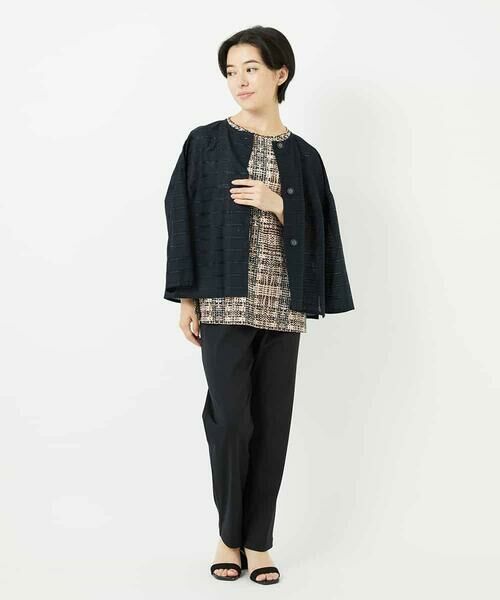 Maison de CINQ / メゾン ドゥ サンク シャツ・ブラウス | ボーダー柄ノーカラーブラウス羽織 | 詳細22