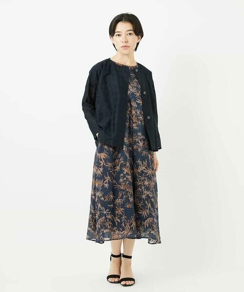 Maison de CINQ / メゾン ドゥ サンク シャツ・ブラウス | ボーダー柄ノーカラーブラウス羽織 | 詳細26