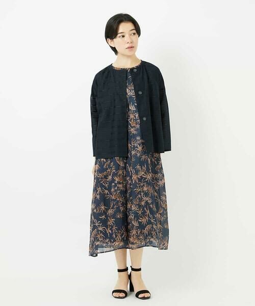 Maison de CINQ / メゾン ドゥ サンク シャツ・ブラウス | ボーダー柄ノーカラーブラウス羽織 | 詳細28