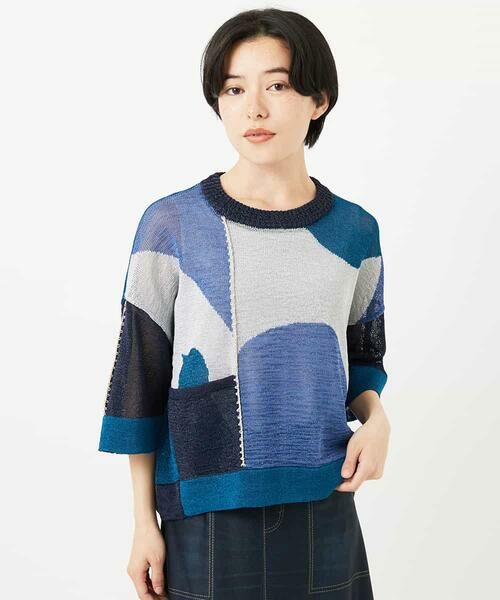 Maison de CINQ / メゾン ドゥ サンク ニット・セーター | 透かし柄インターシャプルオーバーニット | 詳細8