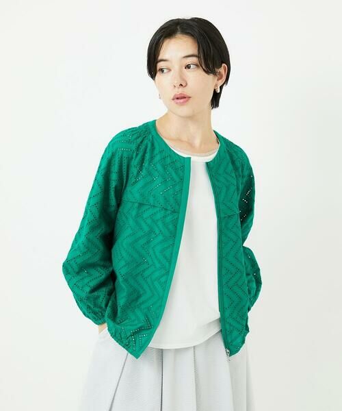 Maison de CINQ/メゾン ドゥ サンク コットンエンブロイダリー羽織ブラウス グリーン S Maison de CINQ/メゾン ドゥ サンク コットンエンブロイダリー羽織ブラウス グリーン S